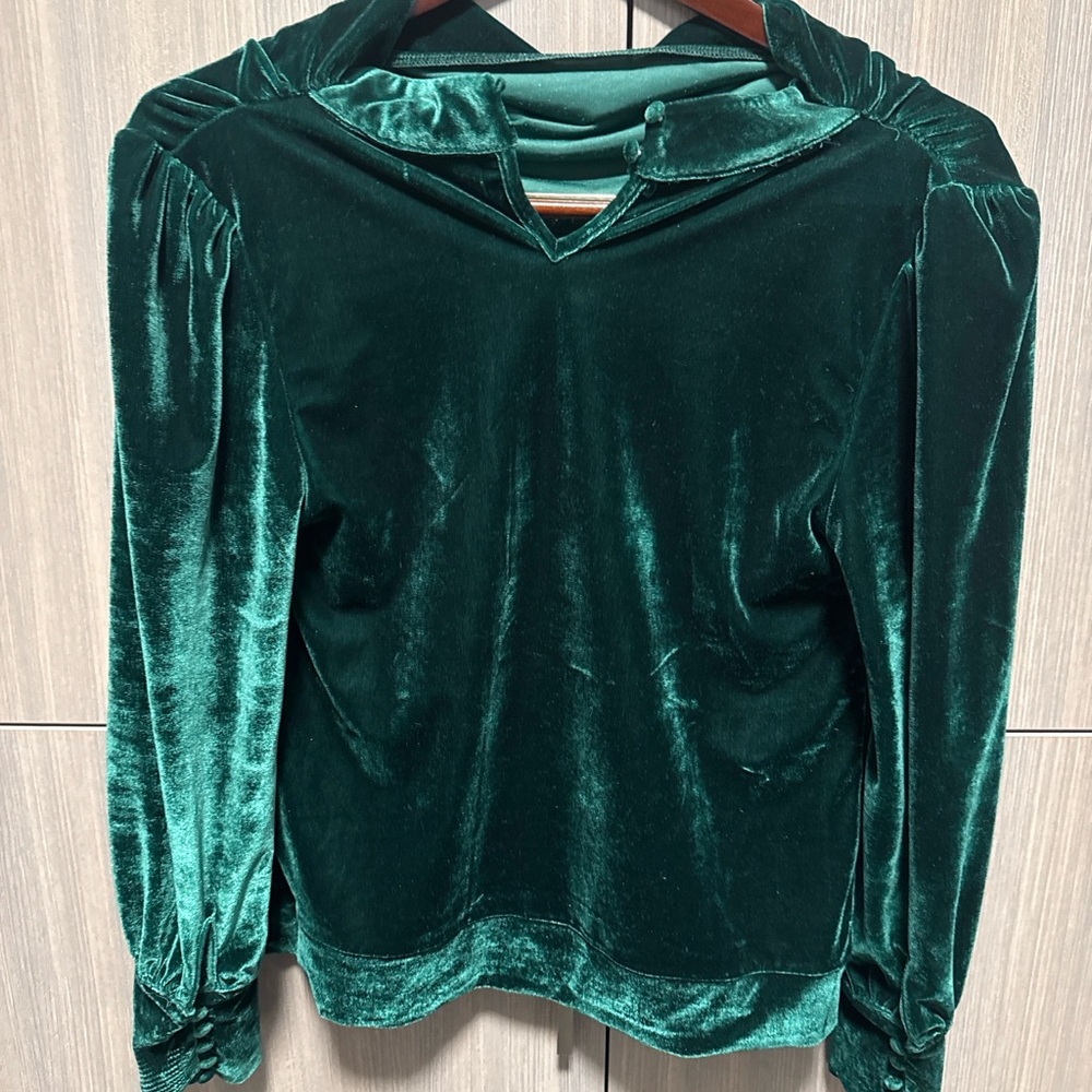 Emerald Green Velvet Women's Top
